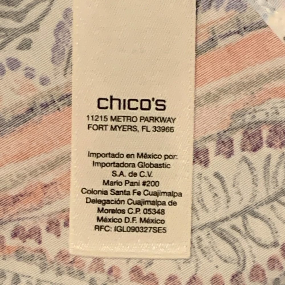 Chico's No-Iron Button Front Blouse Paisley Print Sz 2 (L/12) #201A - Picture 10 of 12